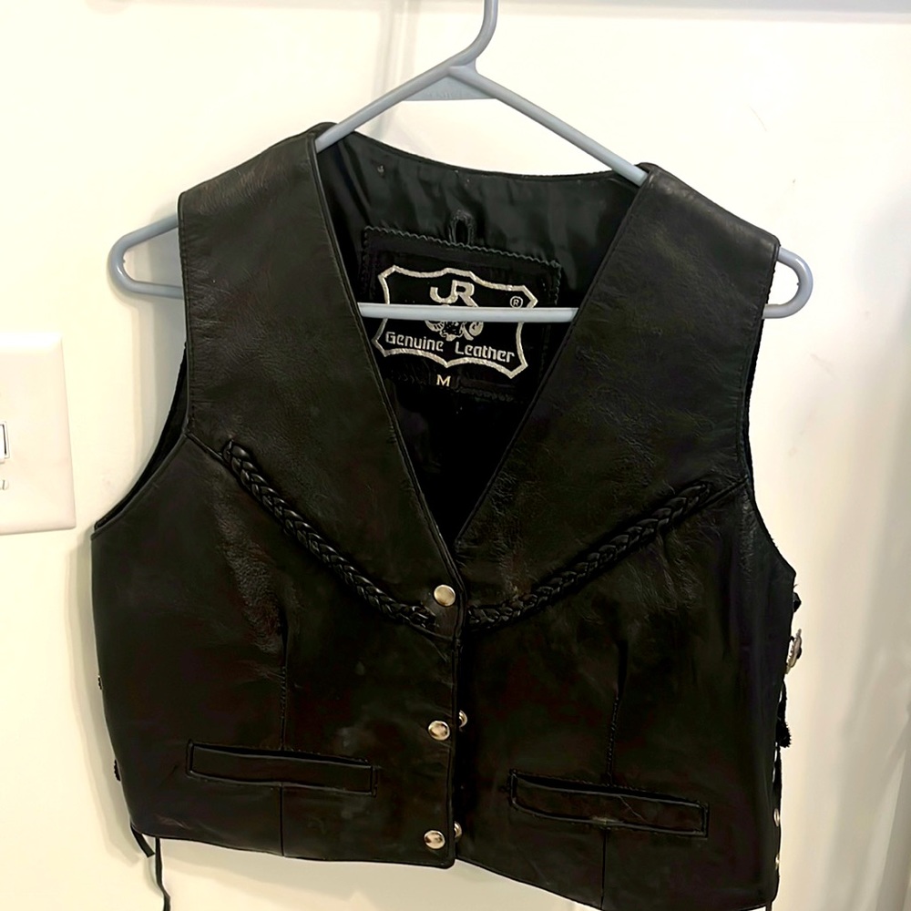 Leather motorcycle vest